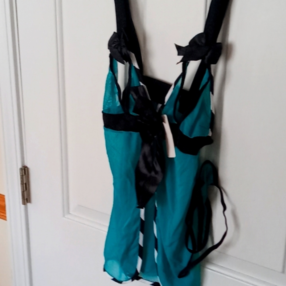 Teal and black lingerie set
